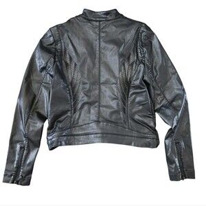 Harley-Davidson Women Angel Wing Back Motorcycle Jacket M Faux Leather Zip Moto